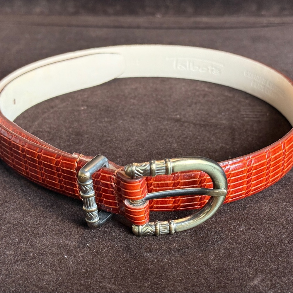 Talbots Brown Genuine Leather Textured Belt in Rich Brown Women’s Size S